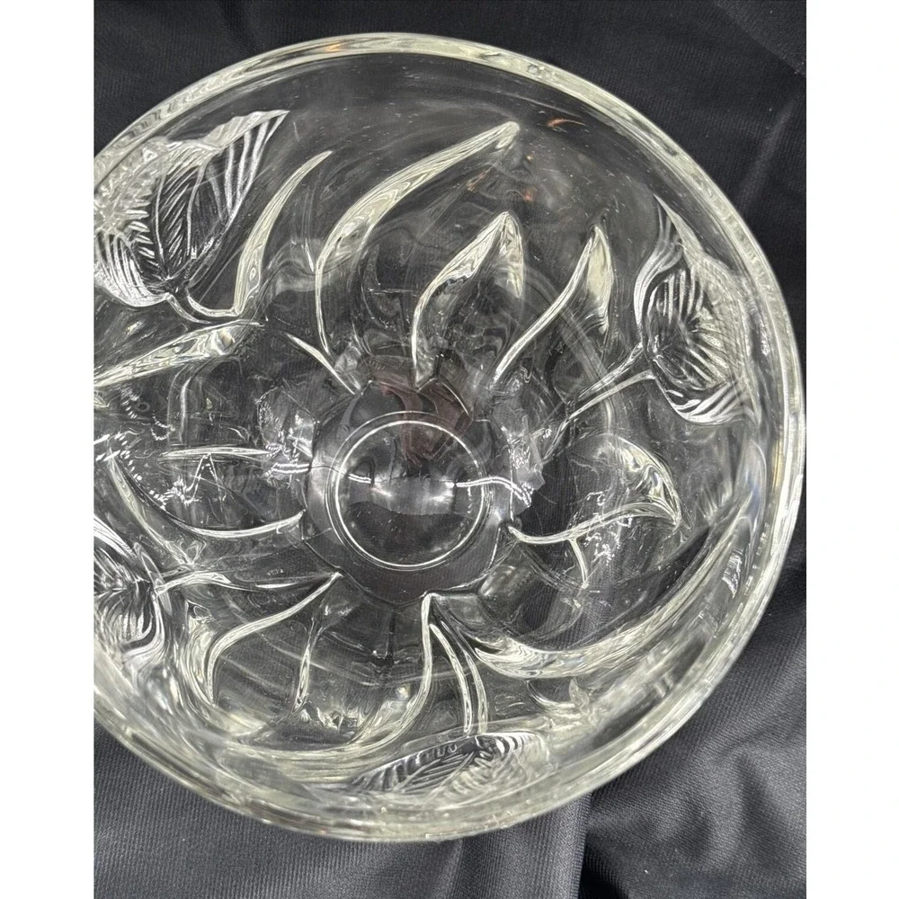 Tulip Clear Lead Crystal‎ Serving Bowl Heavy Glass 3-D 5.5